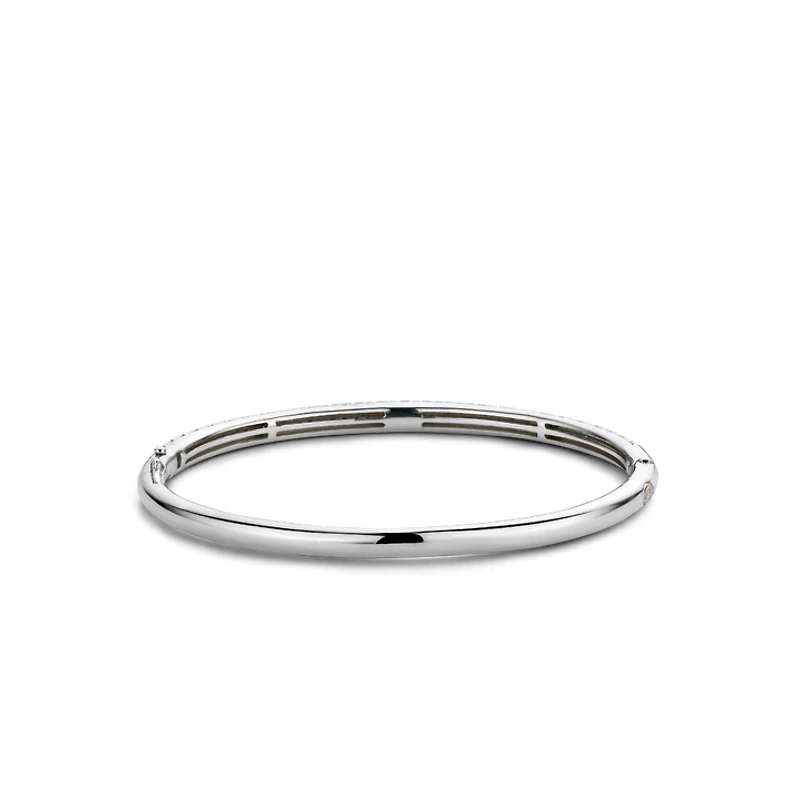 Snake Print Skinny Silver Bangle Bracelet
