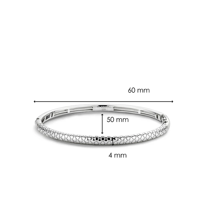 Snake Print Skinny Silver Bangle Bracelet