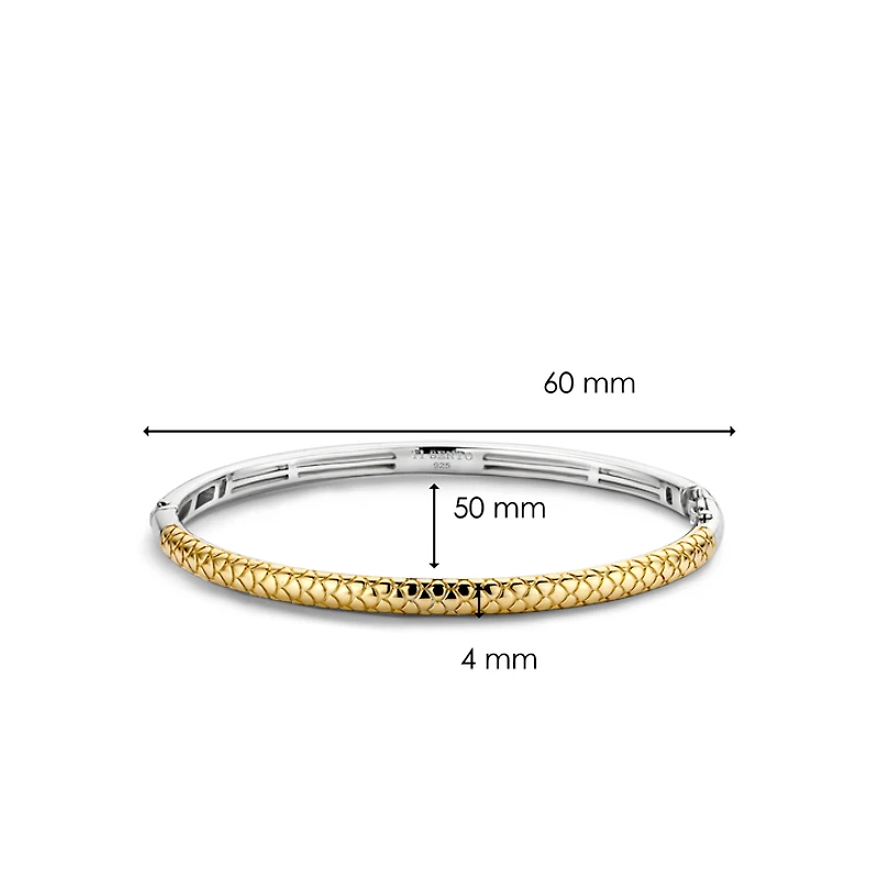 Snake Print Wide Golden Bangle Bracelet