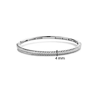 Ribbed Skinny Silver Bangle Bracelet