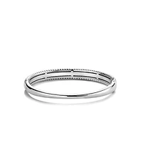 Ribbed Thick Silver Bangle Bracelet