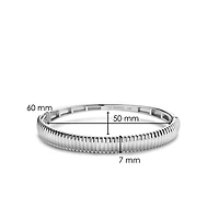 Ribbed Thick Silver Bangle Bracelet