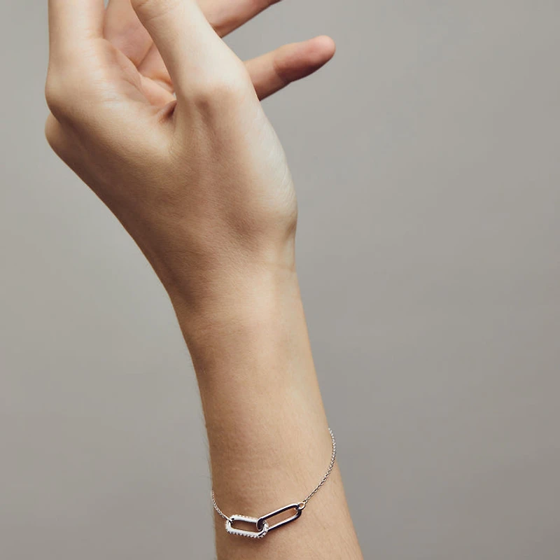 Silver Couple Paperclip Bracelet