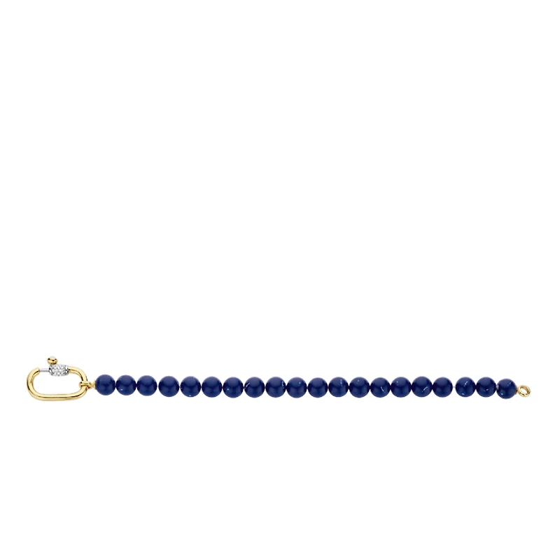 Blue Bead Oval Clasp Bracelet