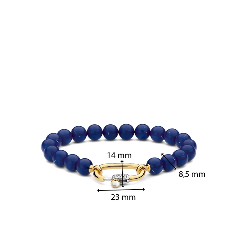 Blue Bead Oval Clasp Bracelet