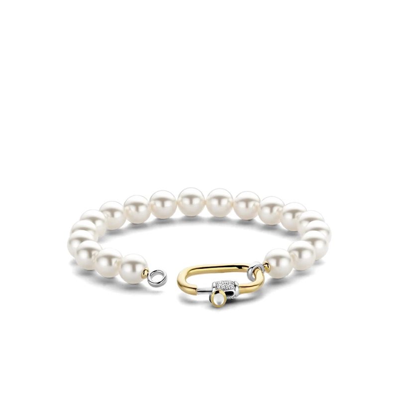 Pearl Bead Oval Clasp Bracelet