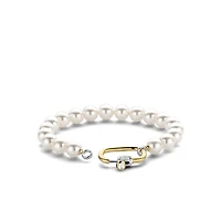 Pearl Bead Oval Clasp Bracelet
