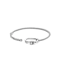 Curb Chain Oval Clasp Silver Bracelet