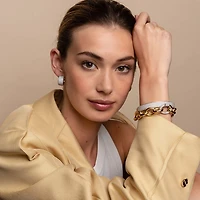 Classic Pave Two Tone Bangle Bracelet