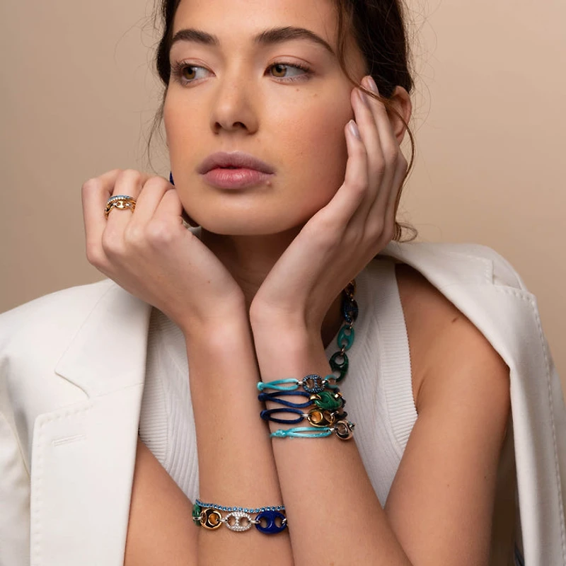 Puffed Mariner G-Ucci Blue Pave Turquoise Bracelet