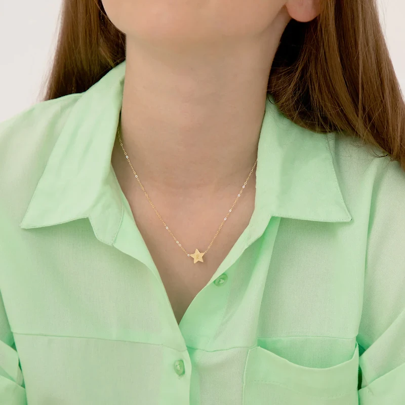Polished Star Flat Kids Necklace - Engravable