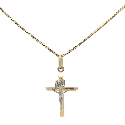 Two Tone Crucifix 25MM Pendant