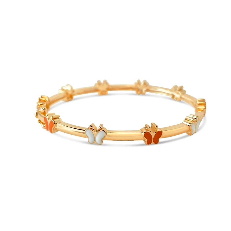 Orange and White Butterflies Kids Bangle Bracelet