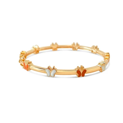 Orange and White Butterflies Kids Bangle Bracelet