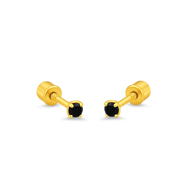 2MM Black Onyx Stud Earring