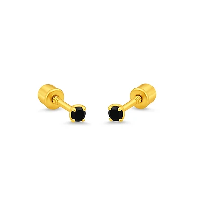 2MM Black Onyx Stud Earring
