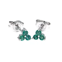 Trio Emerald White Gold Stud Earrings