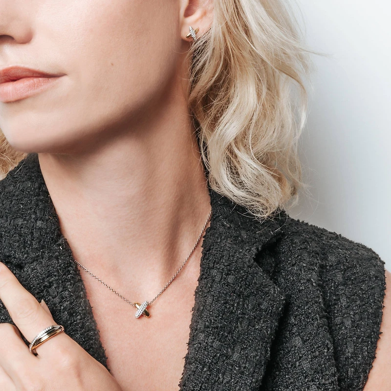 XOXO Two Tone Pave Necklace