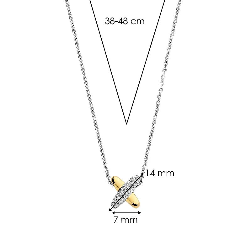 XOXO Two Tone Pave Necklace