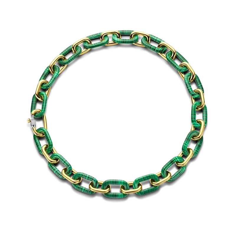 Green Malachite Golden Links Necklace