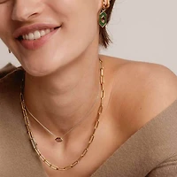 Iconic Paperclip Link Golden Necklace Long