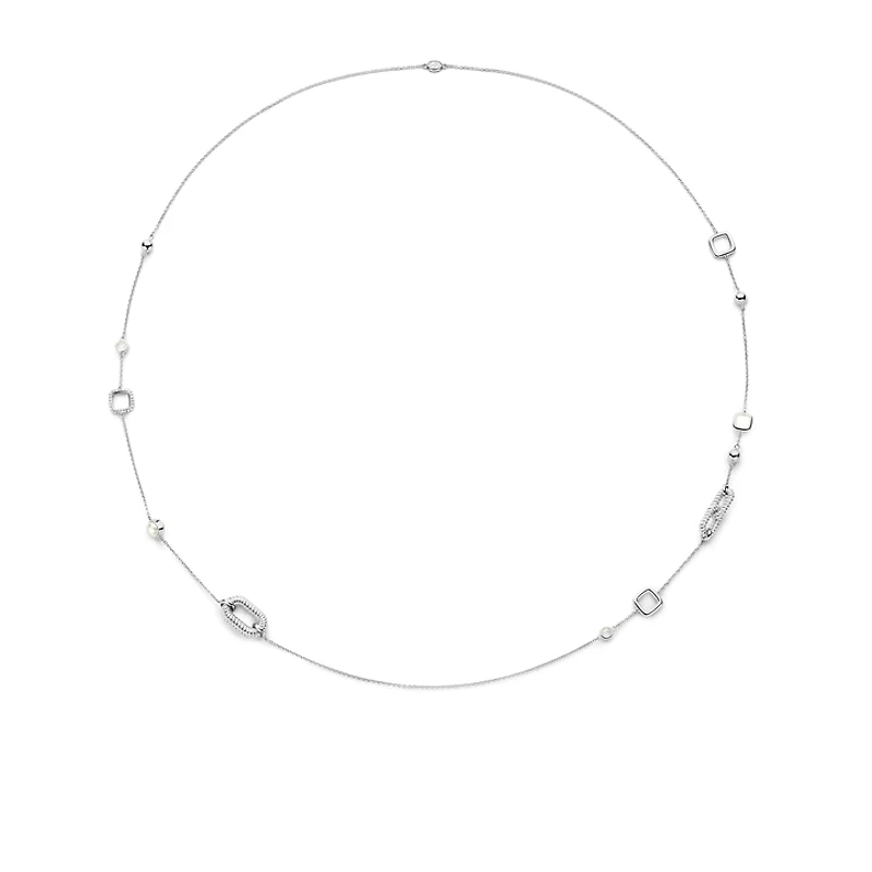 Rope Link Silver Long Necklace