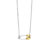 Safety Pin Two Tone Necklace
