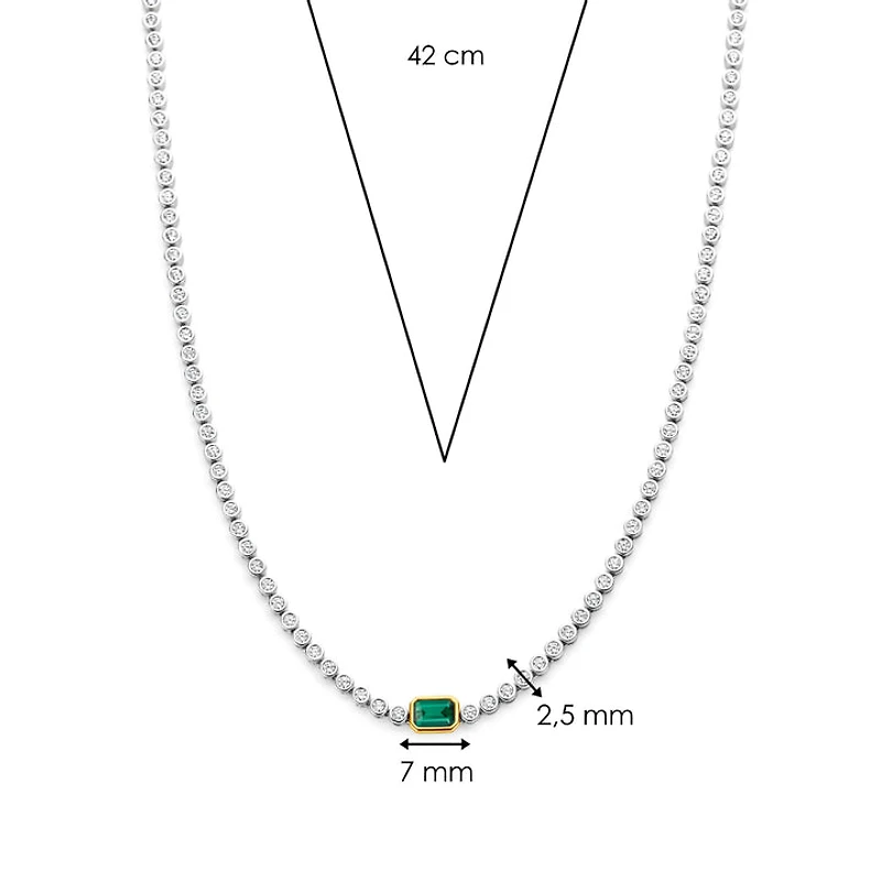 Round Bezel Green Emerald Tennis Necklace