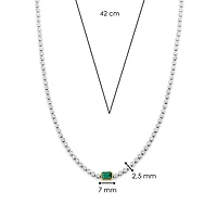 Round Bezel Green Emerald Tennis Necklace