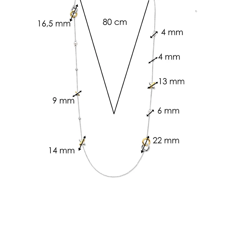 XOXO Two Tone Pave Long Necklace