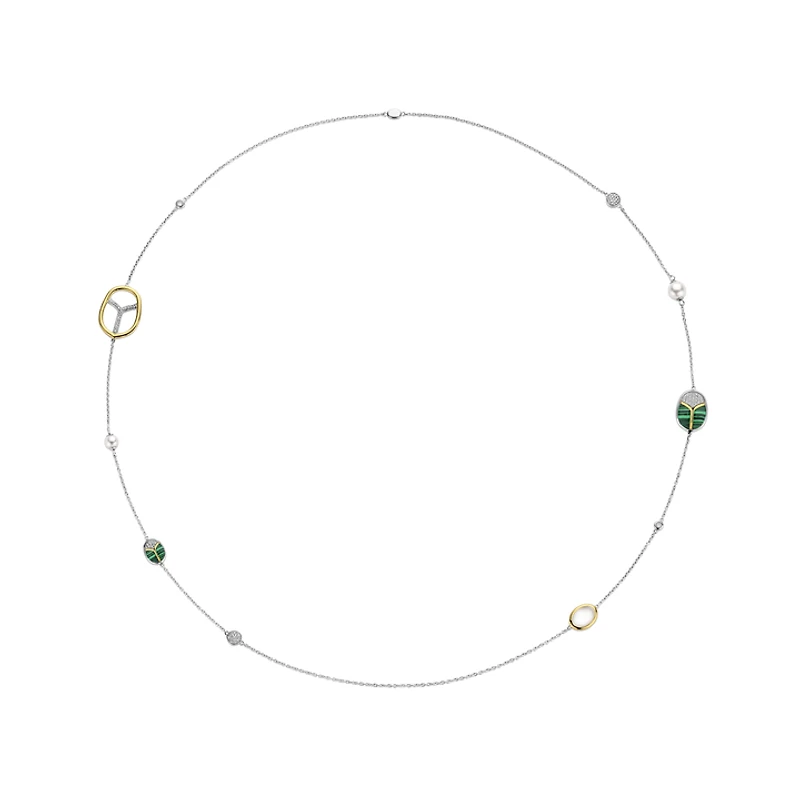Amulet Scarab Malachite Long Necklace