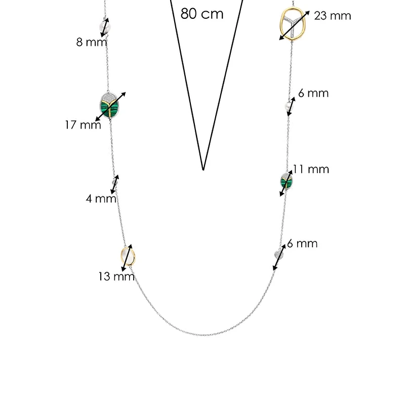 Amulet Scarab Malachite Long Necklace