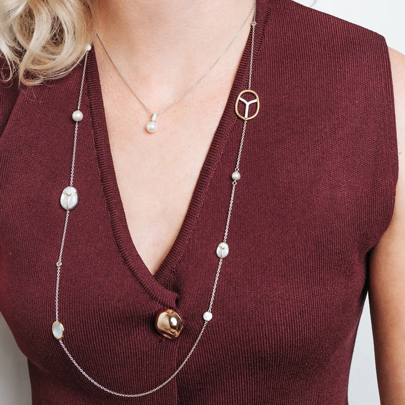 Amulet Scarab Quartz Long Necklace