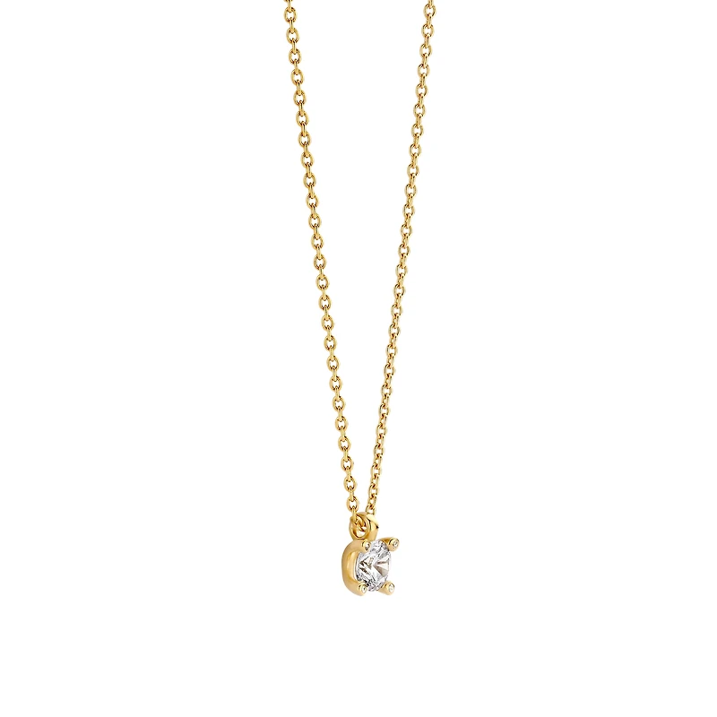 Solitaire Elegance Dangle Golden Necklace