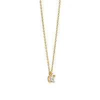 Solitaire Elegance Dangle Golden Necklace
