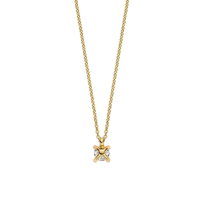 Solitaire Elegance Dangle Golden Necklace