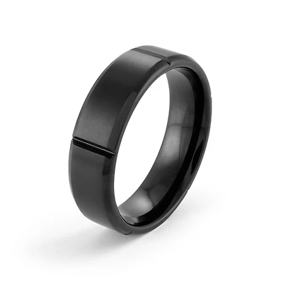 6.5mm Grooves Black Steel Ring