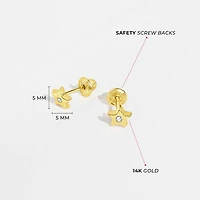 Polished Star Zirconia Kids Earrings