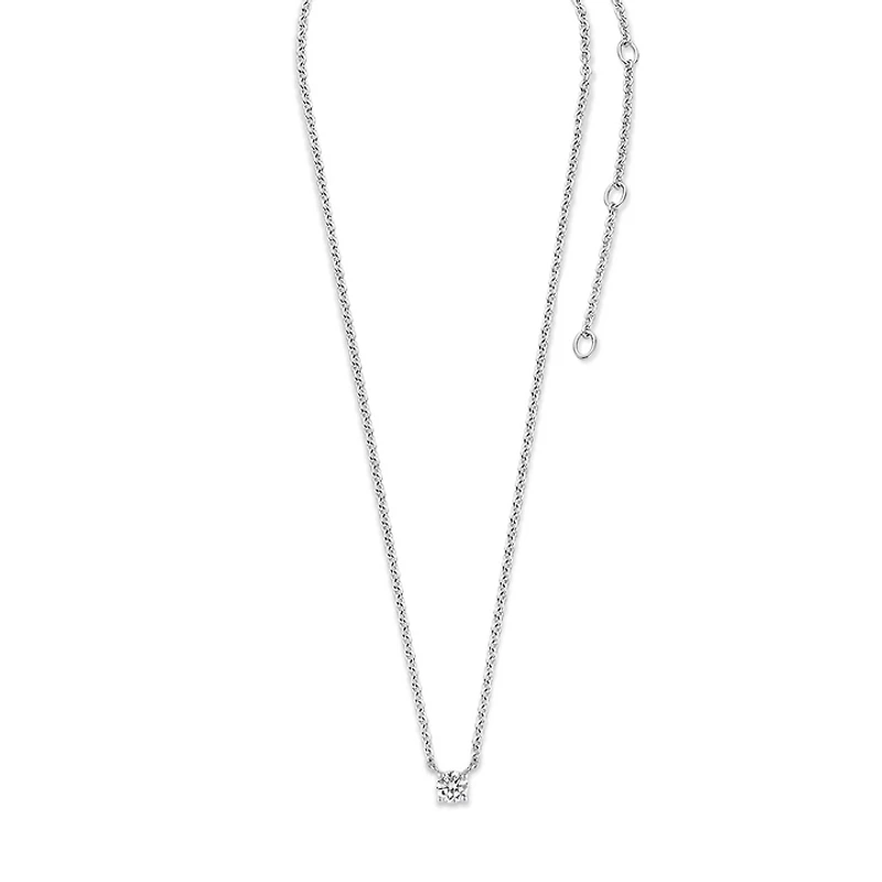 Solitaire Elegance Silver Necklace