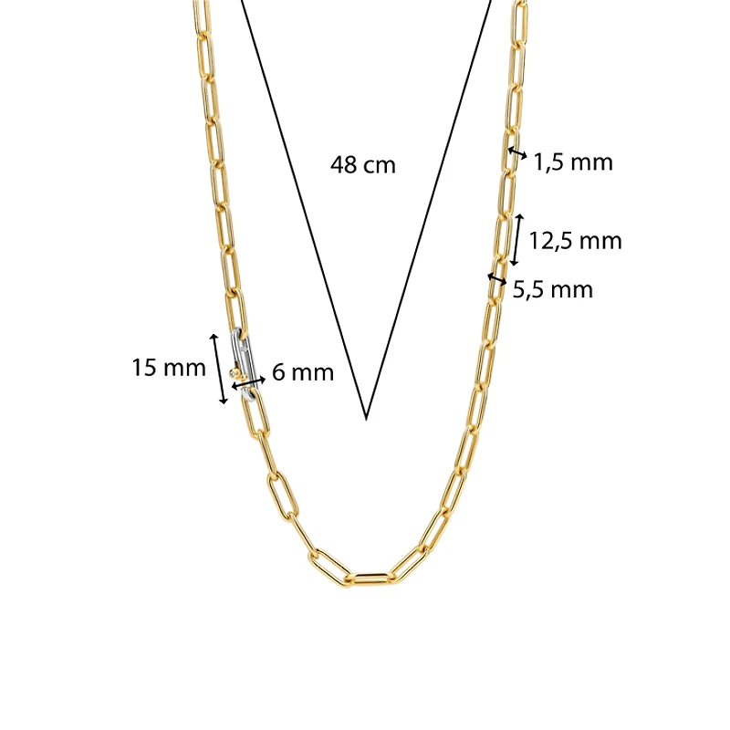 Iconic Paperclip Link Golden Necklace Long