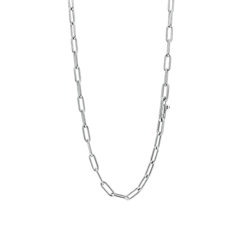Iconic Paperclip Link Silver Necklace Long