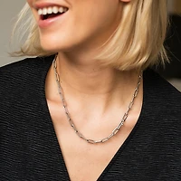 Iconic Paperclip Link Silver Necklace Long
