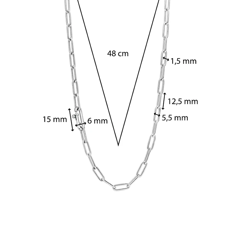 Iconic Paperclip Link Silver Necklace Long