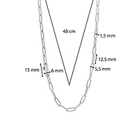 Iconic Paperclip Link Silver Necklace Long
