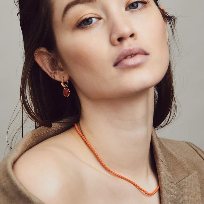 Orange Coral Stones Necklace Short