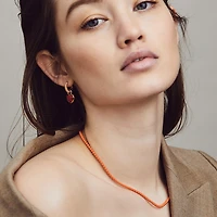 Orange Coral Stones Necklace Short