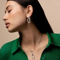 Silver Pave Link Necklace