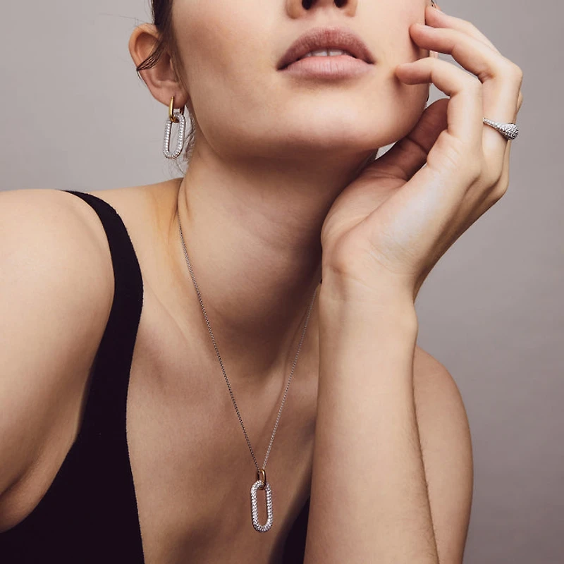 Golden Pave Link Necklace