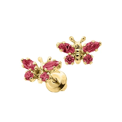 Birthstone Butterfly Kids Stud Earrings