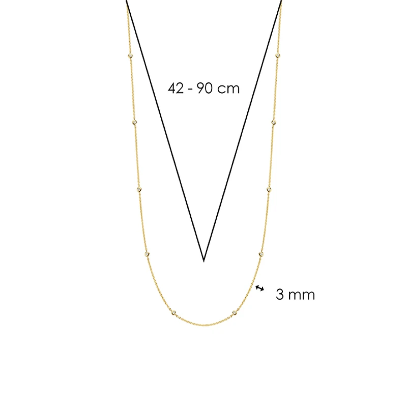 Zirconia By the Yard Golden Necklace